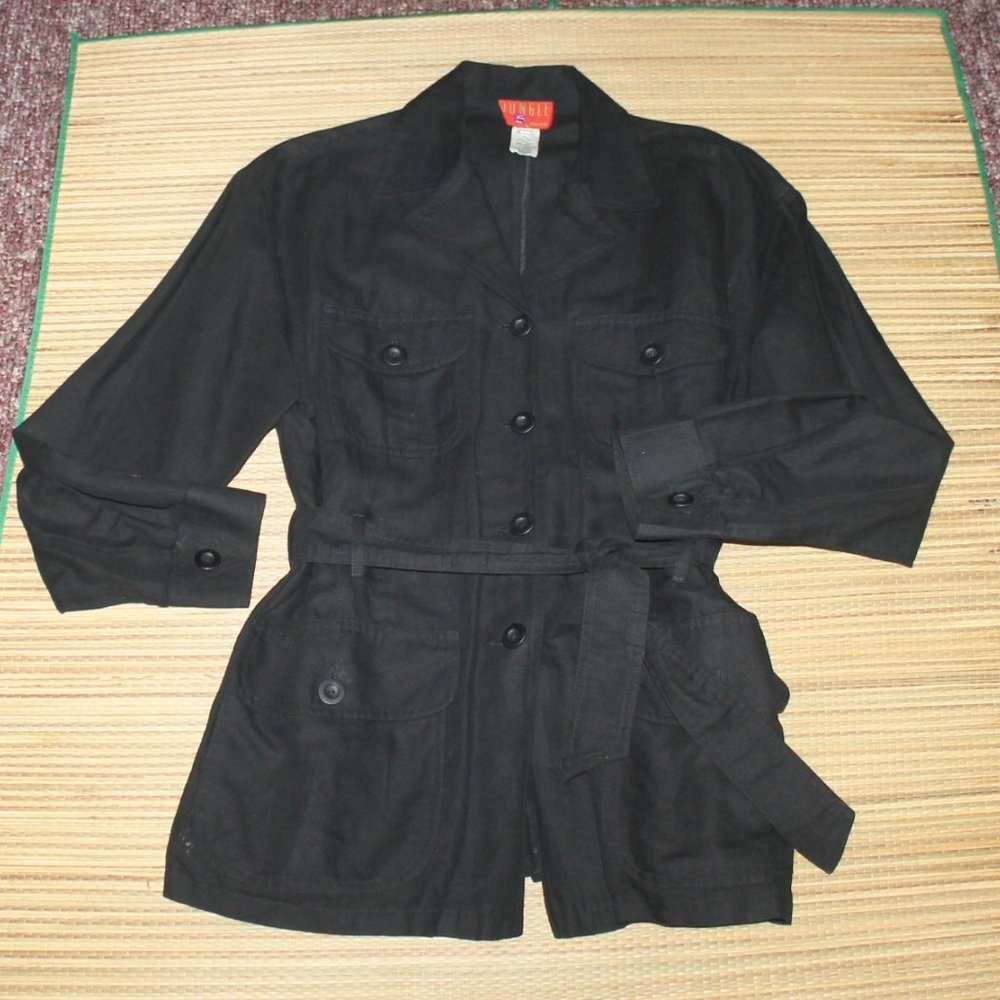 Vintage Kenzo Jungle Linen Blend Belted Safari Jacket Coat